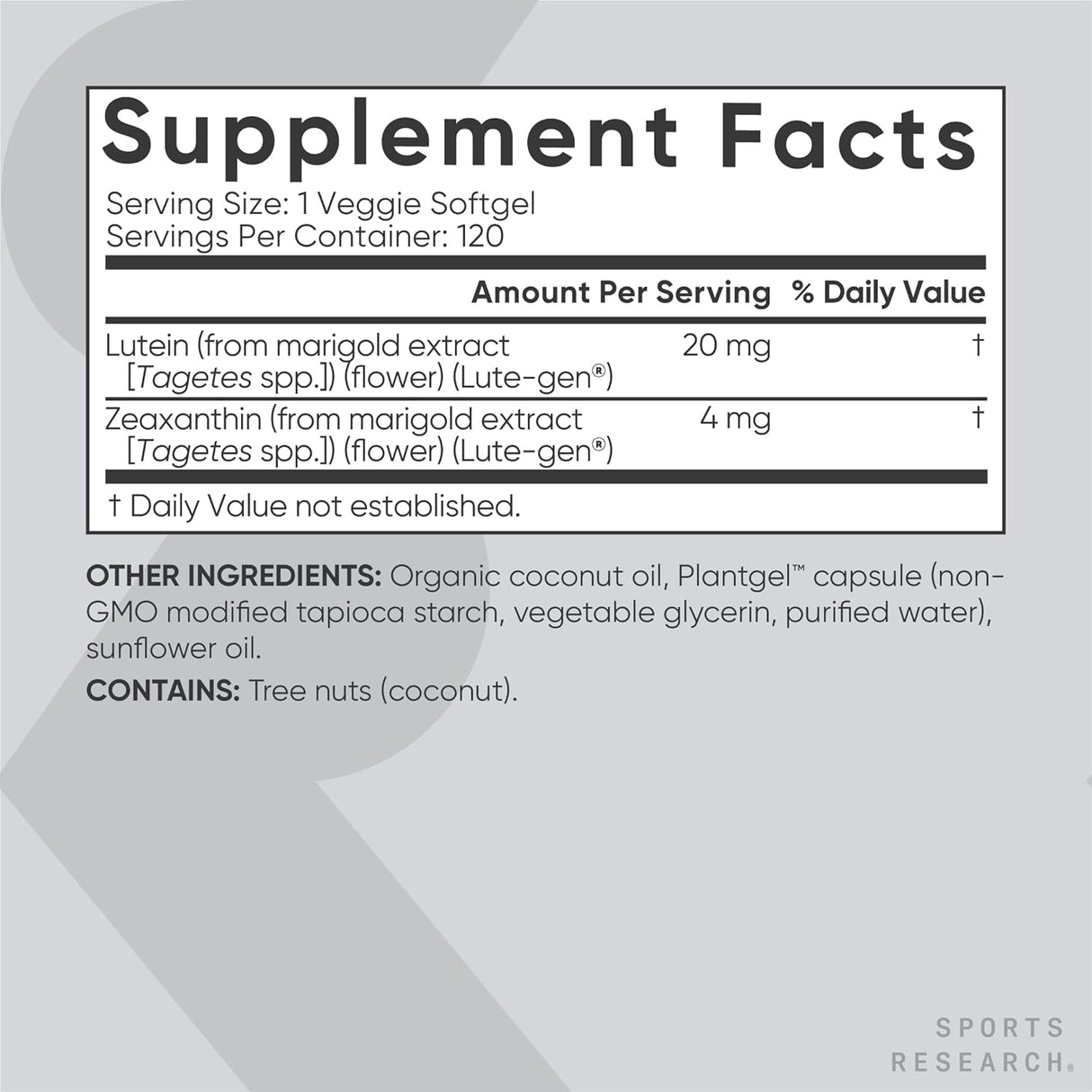 Suplementos Luteína vegana + zeaxantina (20 mg)  orgánico