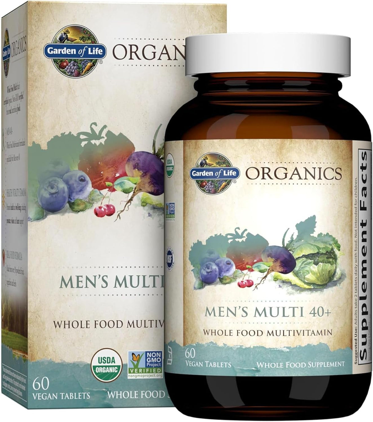 Garden of Life Multivitamin Orgánico para Hombres 40+, 60 Tabletas