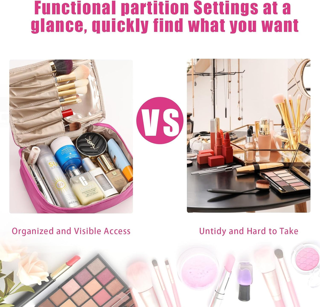 porta cosmeticos color fucsia Queboom