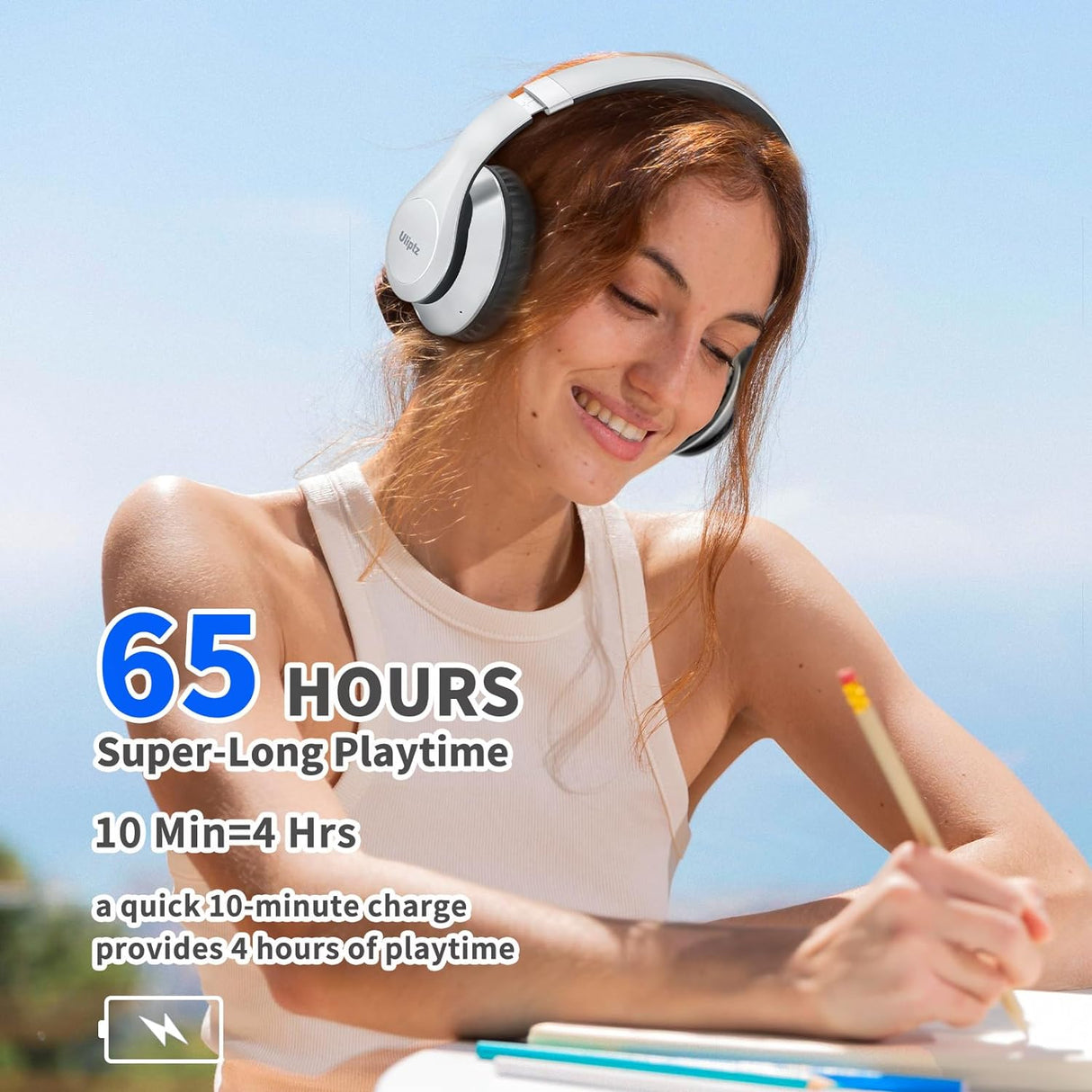 Auriculares Bluetooth Uliptz, 65H, 6 Modos EQ, Plegables