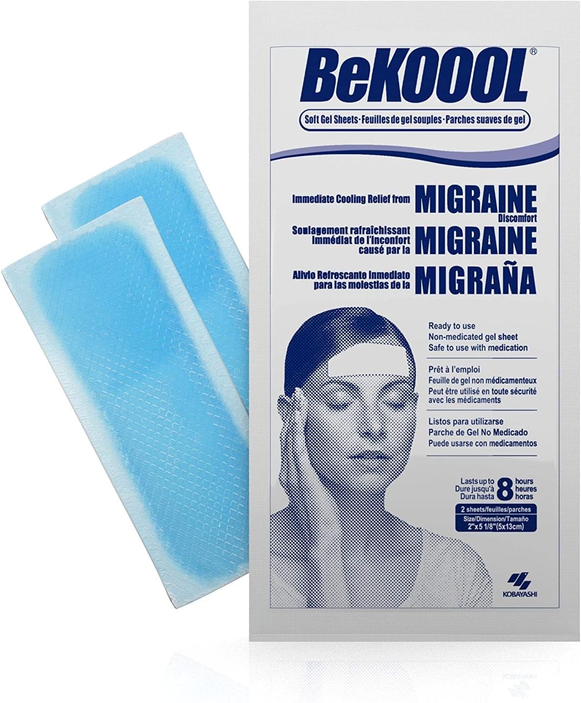 Relajante para migraña Be Koool, 12 packs, 4 hojas cada uno