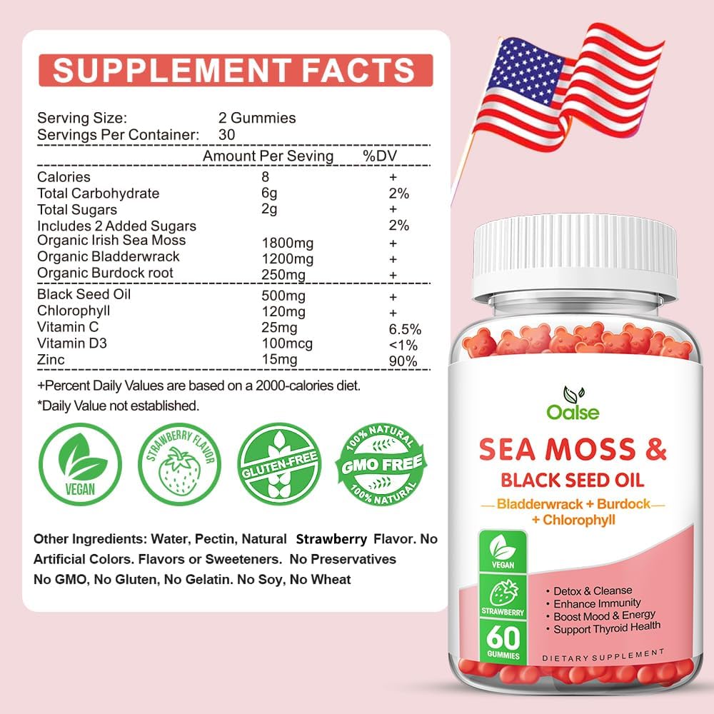 Gominolas de Sea Moss con Vitaminas, 8 en 1, 1 paquete