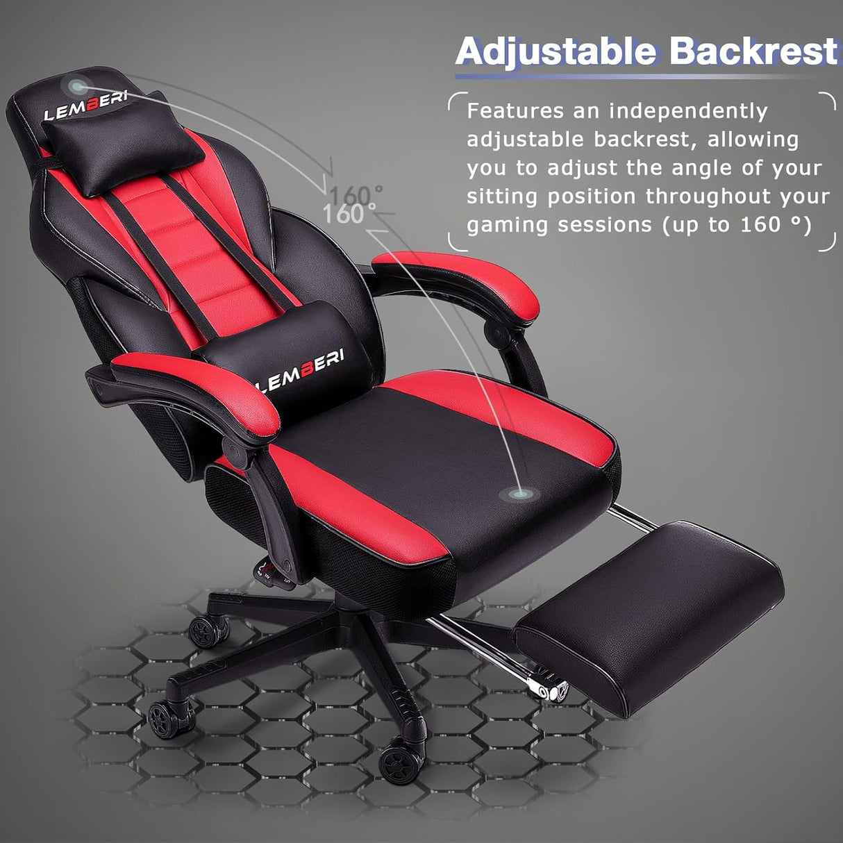 Silla de videojuegos con reposapiés, soporte lumbar y modelo Racing