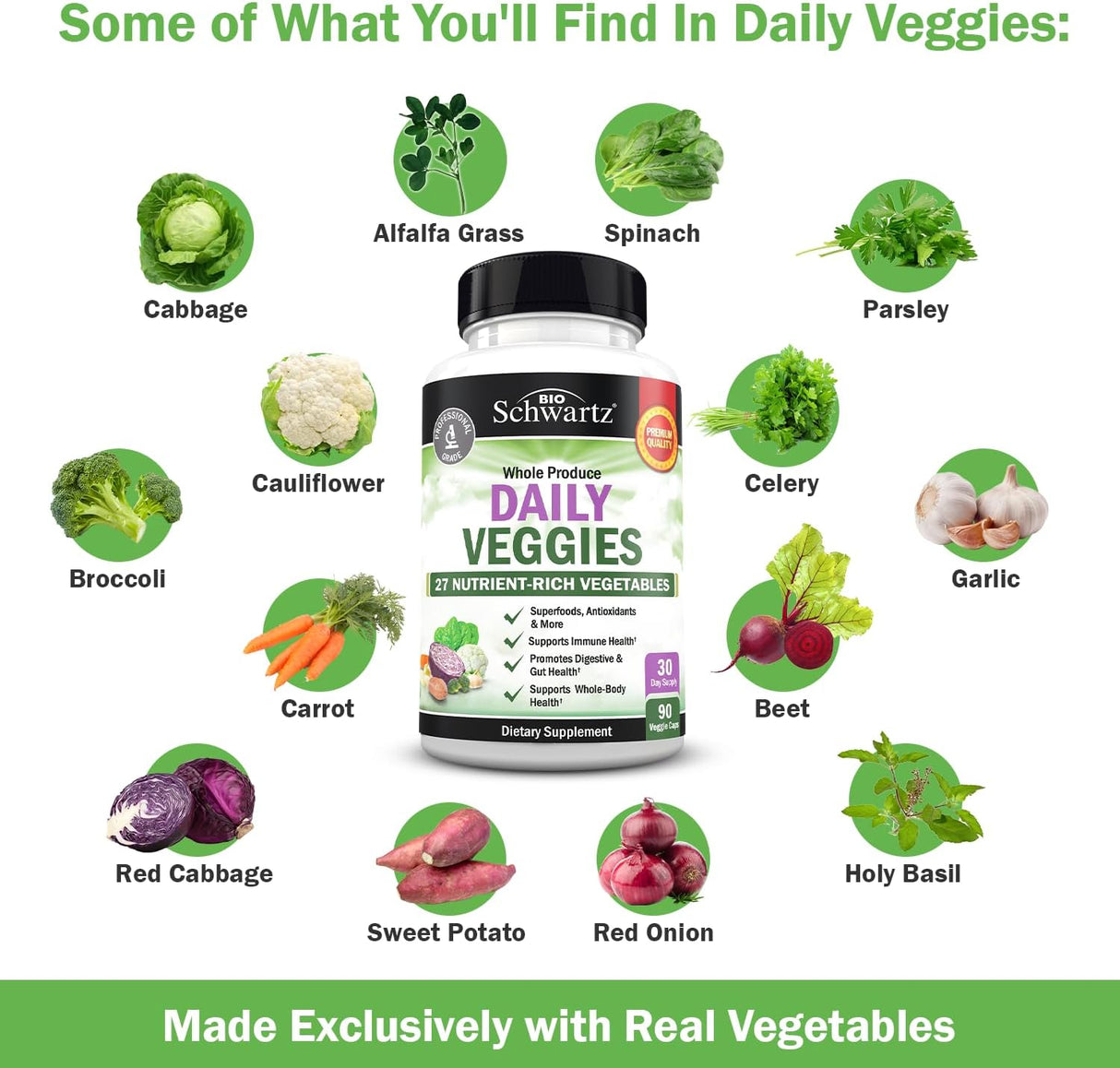 Suplemento diario de frutas y verduras 47 variedades 180 cáp