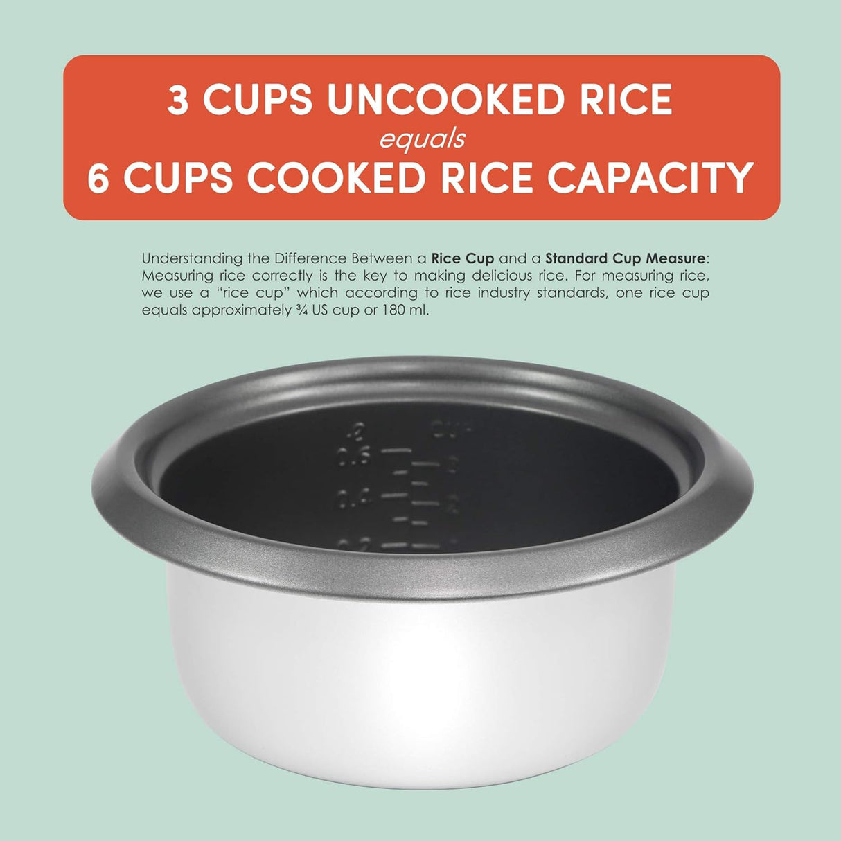Olla Arrocera Elite Gourmet, 6 tazas, con olla antiadherente, ERC-006NST