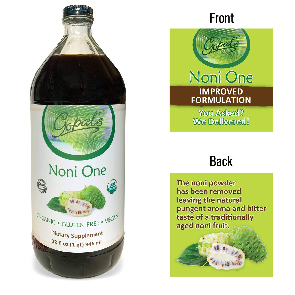 Suplemento Noni One Jugo orgánico 100 % puro 32 onzas