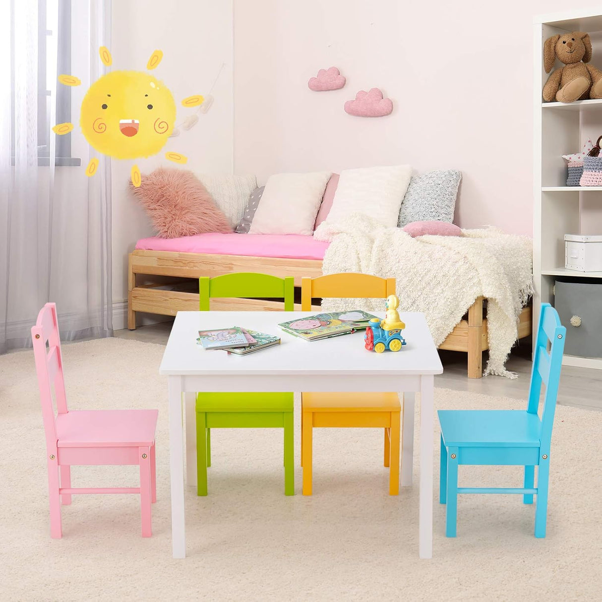 Juego de mesa y silla para niños muebles preescolares