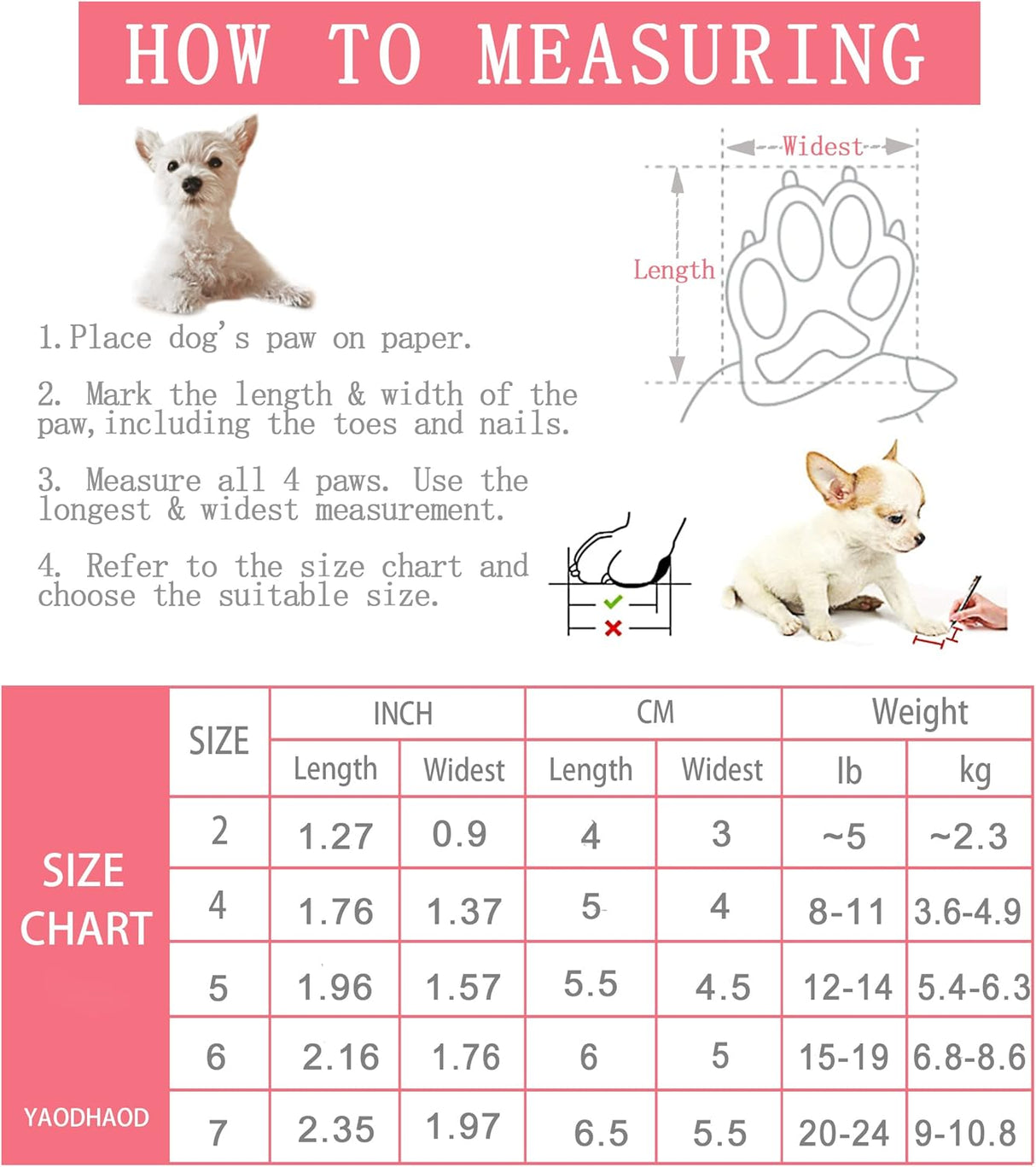 YAODHAOD - Zapatos para perros pequeños, antideslizantes, protectores de patas con correas reflectantes, ligeros, para caminar, para mascotas pequeñas o medianas