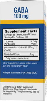 Suplemento GABA  microlingües de 100 mg de disolución rápida