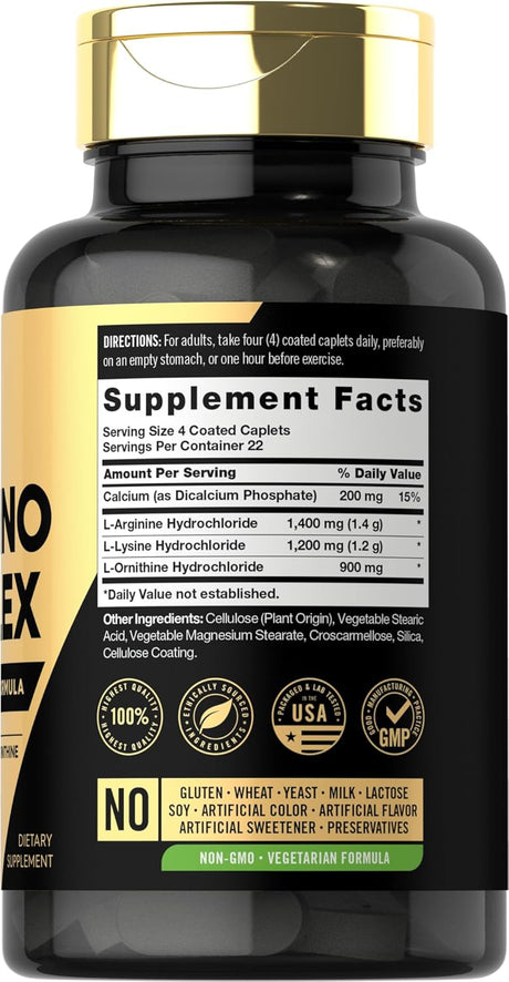 Suplemento Tri-Amino L-Arginina Carlyle, 90 Caplets, Vegano