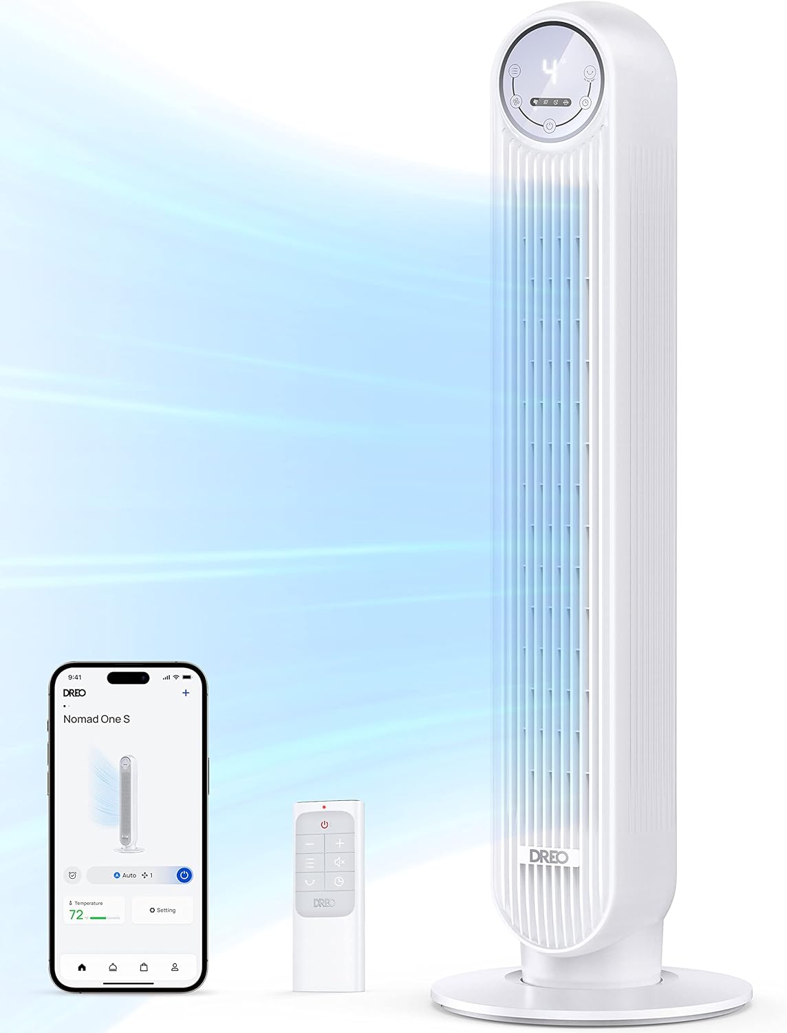 Ventilador Dreo 25ft/s, Oscilante, 4 Modos, Silencioso, Bladeless