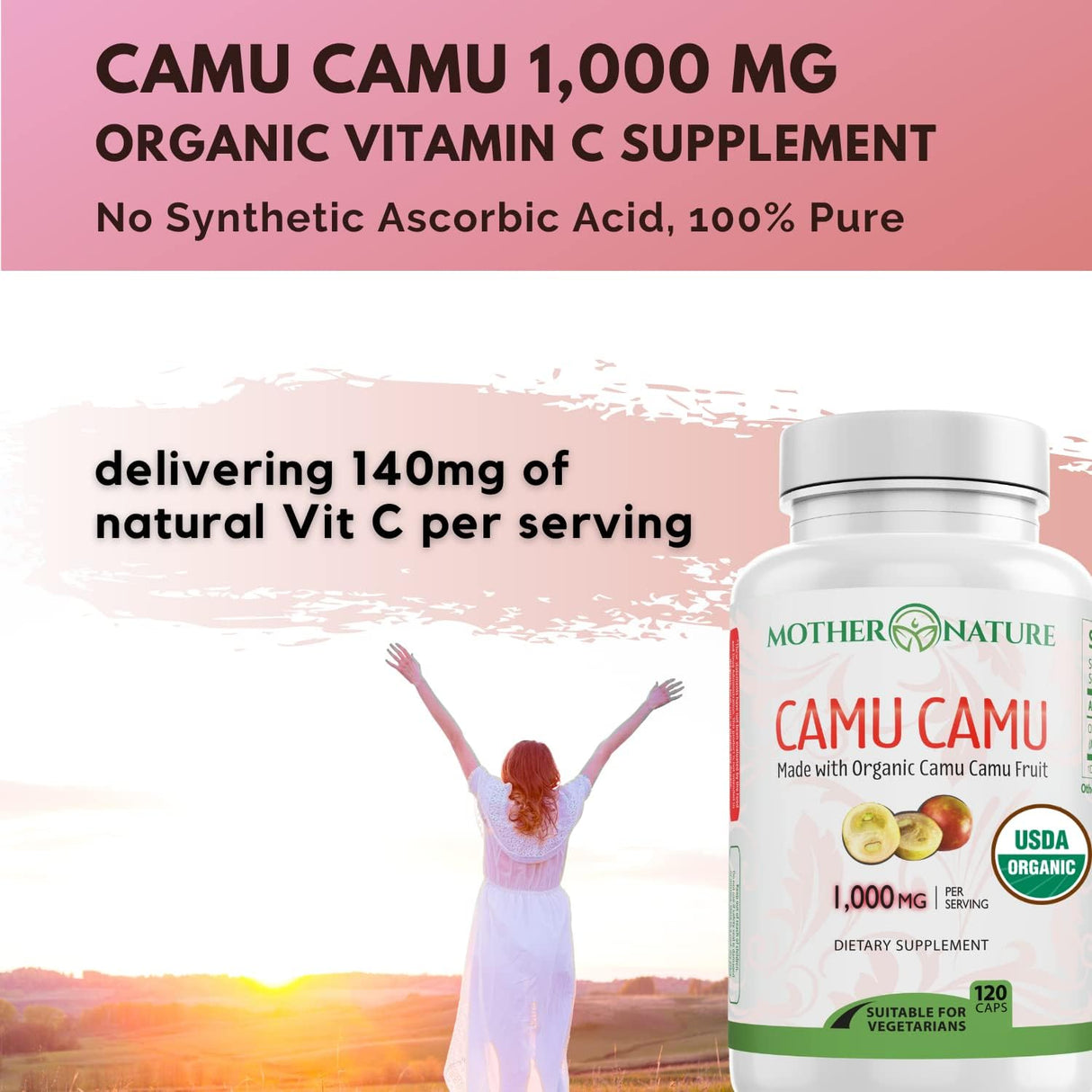 Camu Camu Vitamina C Orgánica 1000mg Vegan 120 Caps