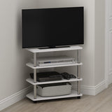 Soporte pequeño para TV con tubos de acero inoxidable, 4 niveles