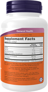 Suplemento CoQ10 600 mg NOW, Vitamina E, Lecitina, 60 Cápsulas