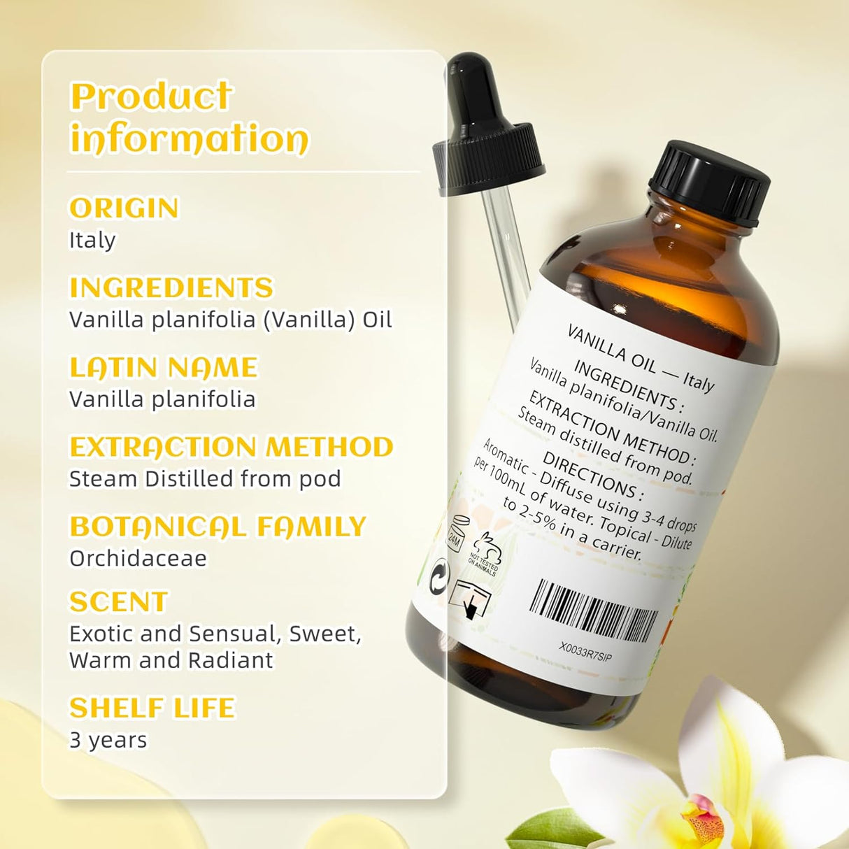 Aceite Esencial de Vainilla Puro para Difusor y Masaje