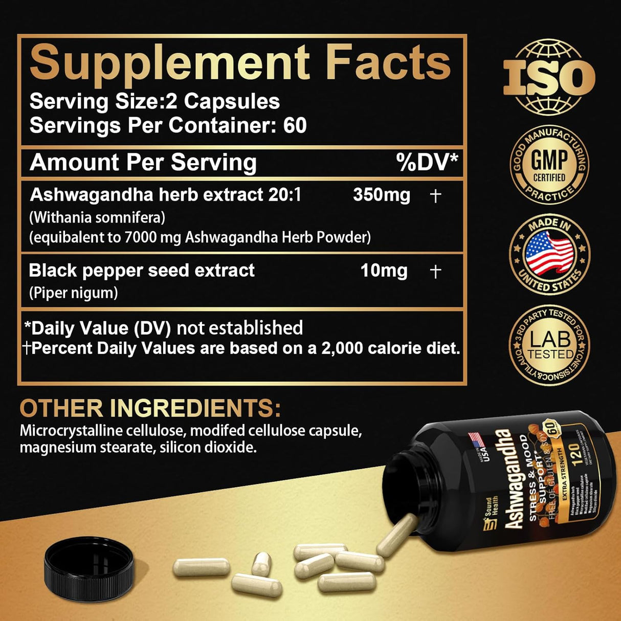 Cápsulas Orgánicas de Ashwagandha - 7000mg - 120 Cápsulas