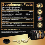 Cápsulas Orgánicas de Ashwagandha - 7000mg - 120 Cápsulas