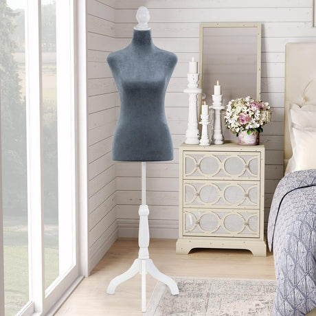 Maniquí cuerpo mujer con trípode, altura ajustable, 49.6-63.4