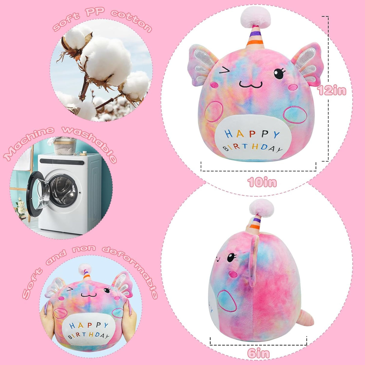 Juguete de peluche Axolotl 12 pulgadas, suave, modelo unicornio