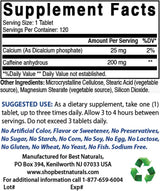 Píldoras de Cafeína 200mg Best Naturals - Sin Habit, 360 Tabletas