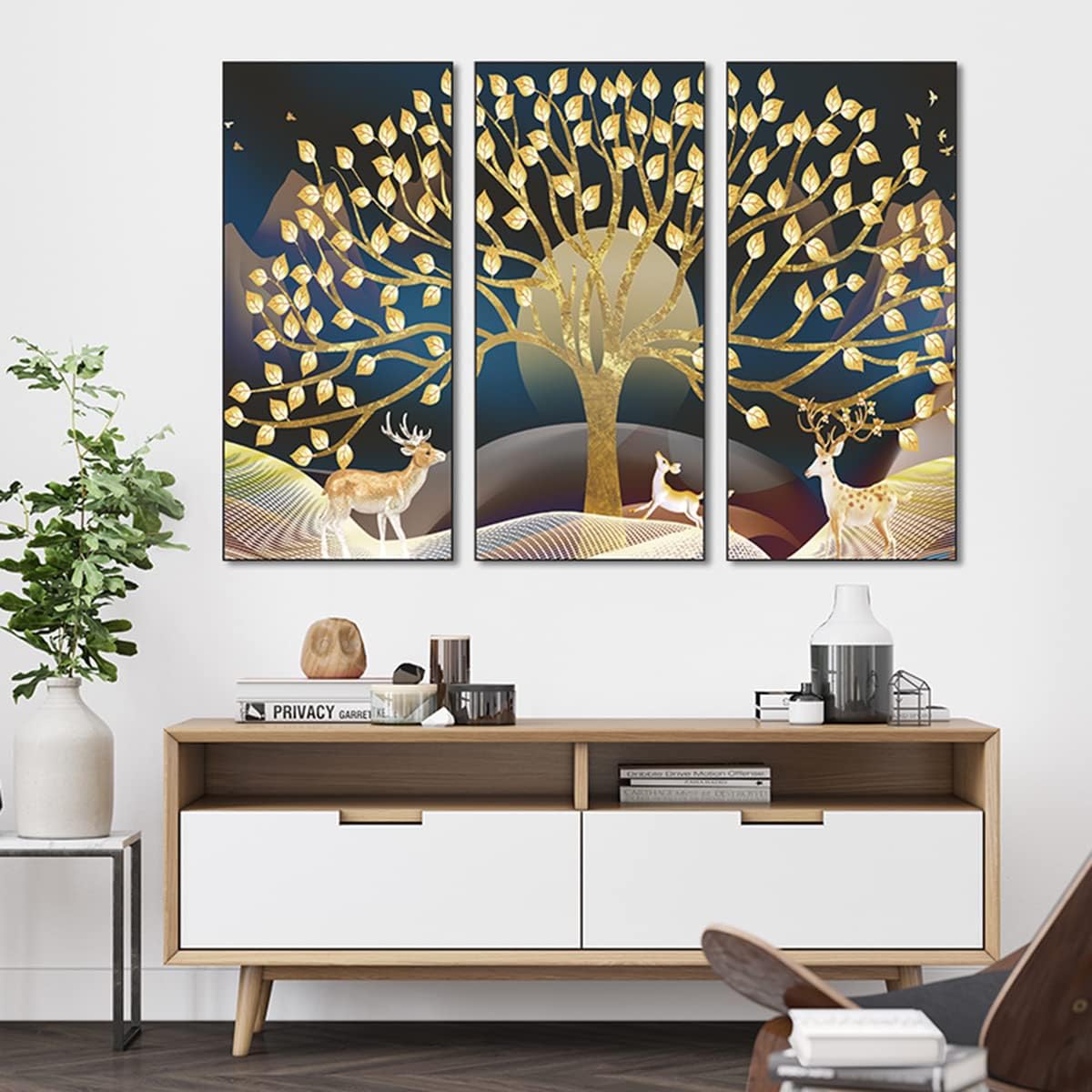 Stickers de Árbol Dorado, Arte de Pared para Decoración