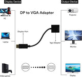 Adaptador DP a VGA, convertidor DisplayPort a VGA chapado en oro macho a hembra 1080P (negro)