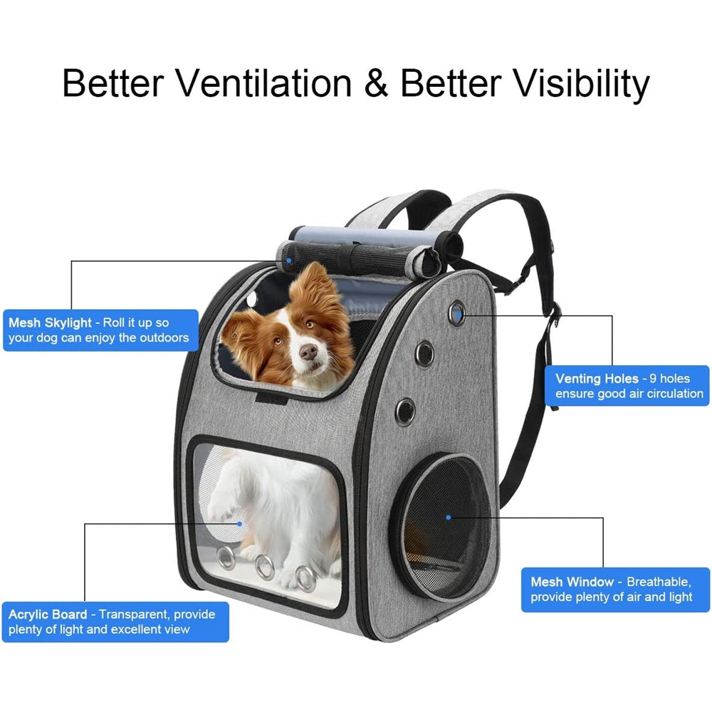 Mochila expandible para mascotas de viaje portátil