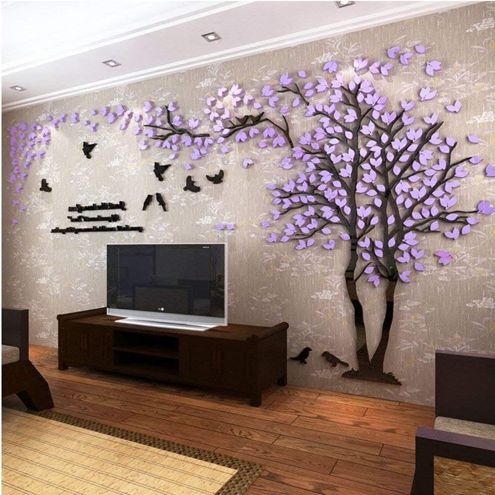 Vinilos 3D de Árbol y Aves, Decoración Hogar M-98X51in