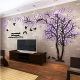 Vinilos 3D de Árbol y Aves, Decoración Hogar M-98X51in