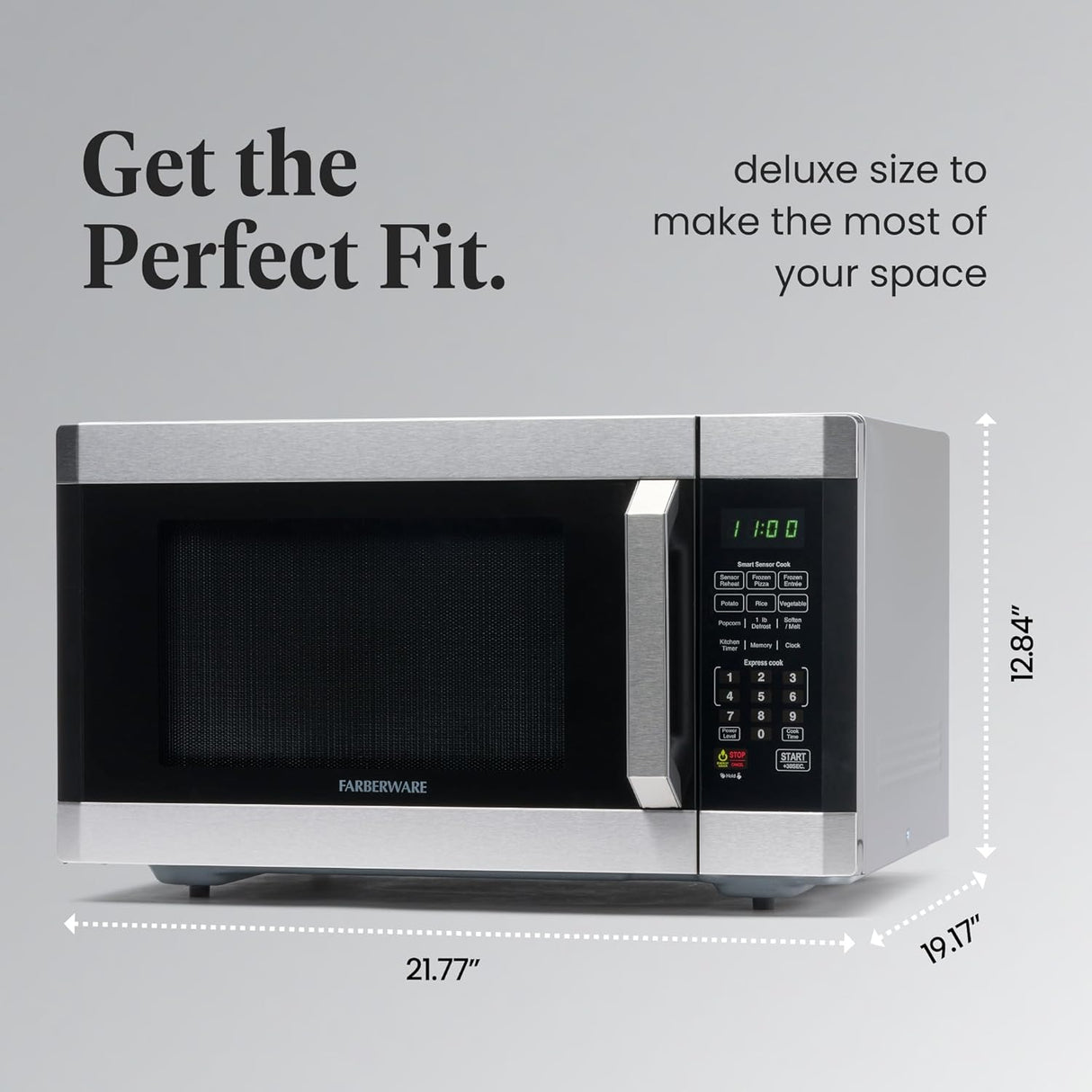 Microondas Farberware 1.6 cu ft 1100W, Sensor, Fácil Limpieza
