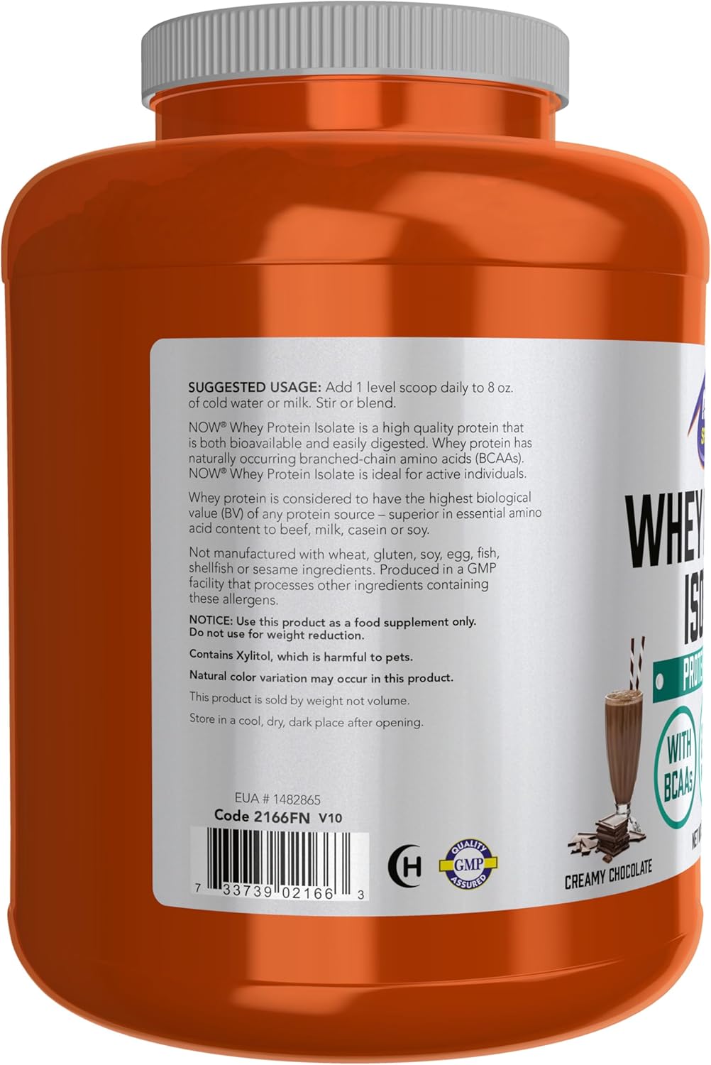 Suplemento de Proteína de Suero, NOW Foods, 25g BCAAs, Cacao, 5 lb