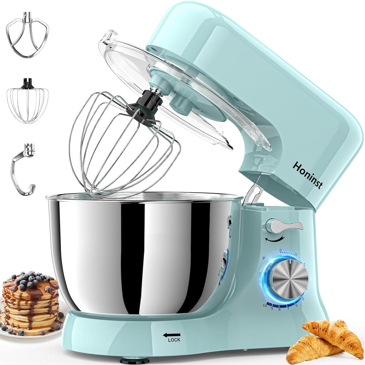 Mezclador de pie 3 en 1 10 velocidades 660W 6QT Tilt-Head