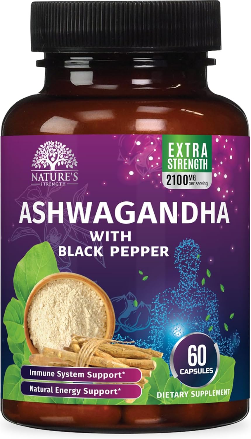 Suplemento de Ashwagandha 2100mg - Antioxidante, 60 Cápsulas