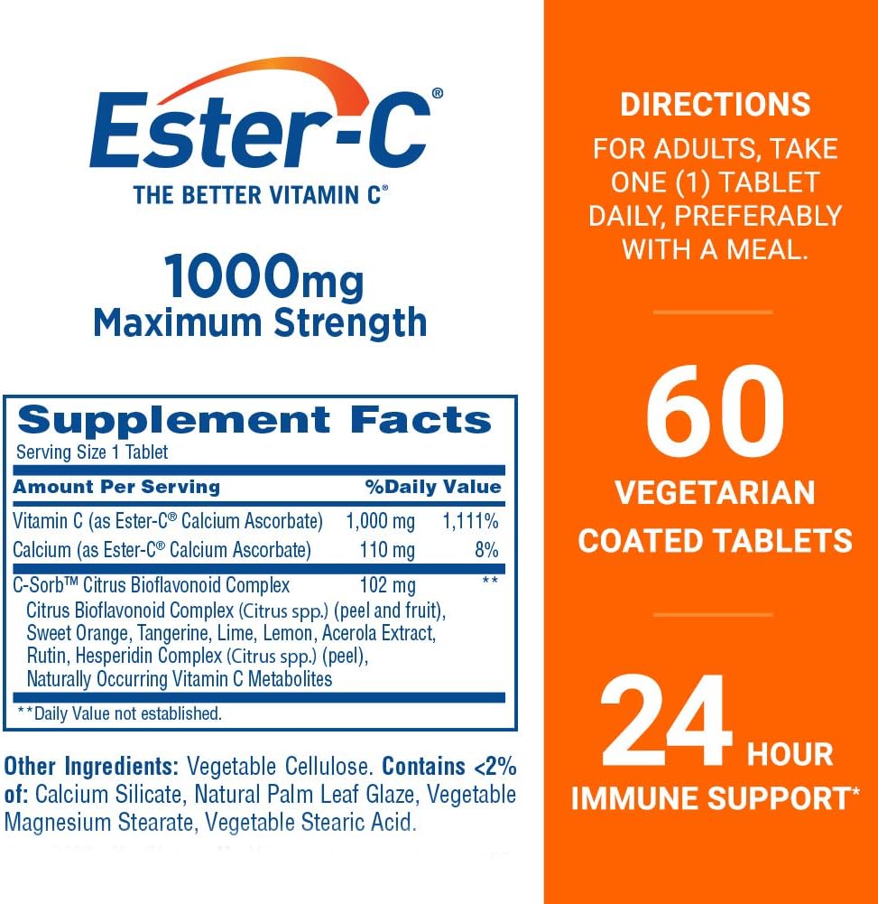 Ester-C® Vitamina C, 1,000 mg, 60 comprimidos recubiertos