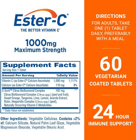 Ester-C® Vitamina C, 1,000 mg, 60 comprimidos recubiertos