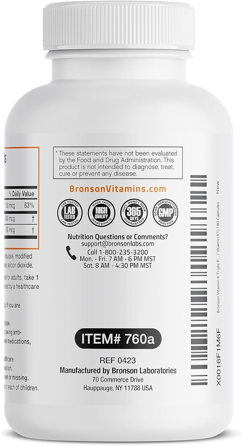 Suplemento de vitamina K2 MK7 Triple Play de Bronson