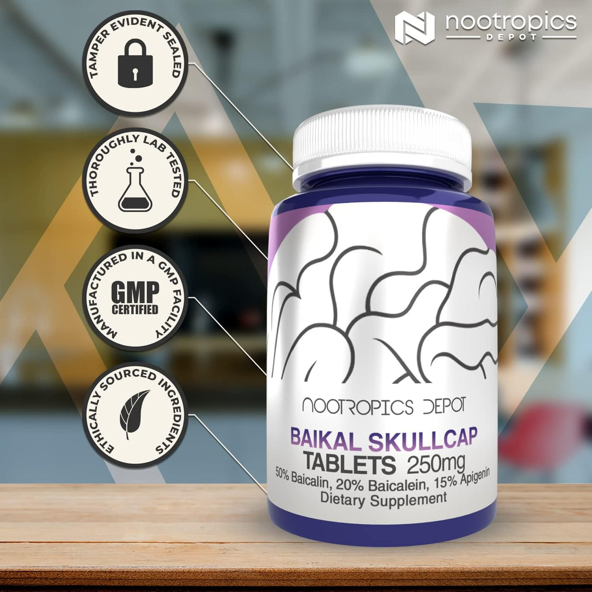 Tabletas de extracto de escutelaria Baikal 250 mg Nootropics