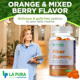 Suplementos de fibra de raíz de achicoria prebiótica de 0.18 onzas, 60 gomitas – Apoya la salud digestiva, mezcla de fibra prebiótica a base de plantas – Sabor naranja y bayas mixtas – Sin OMG, sin
