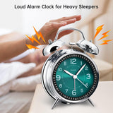 Reloj Despertador Metálico para Dormilones, Campanas Dobles
