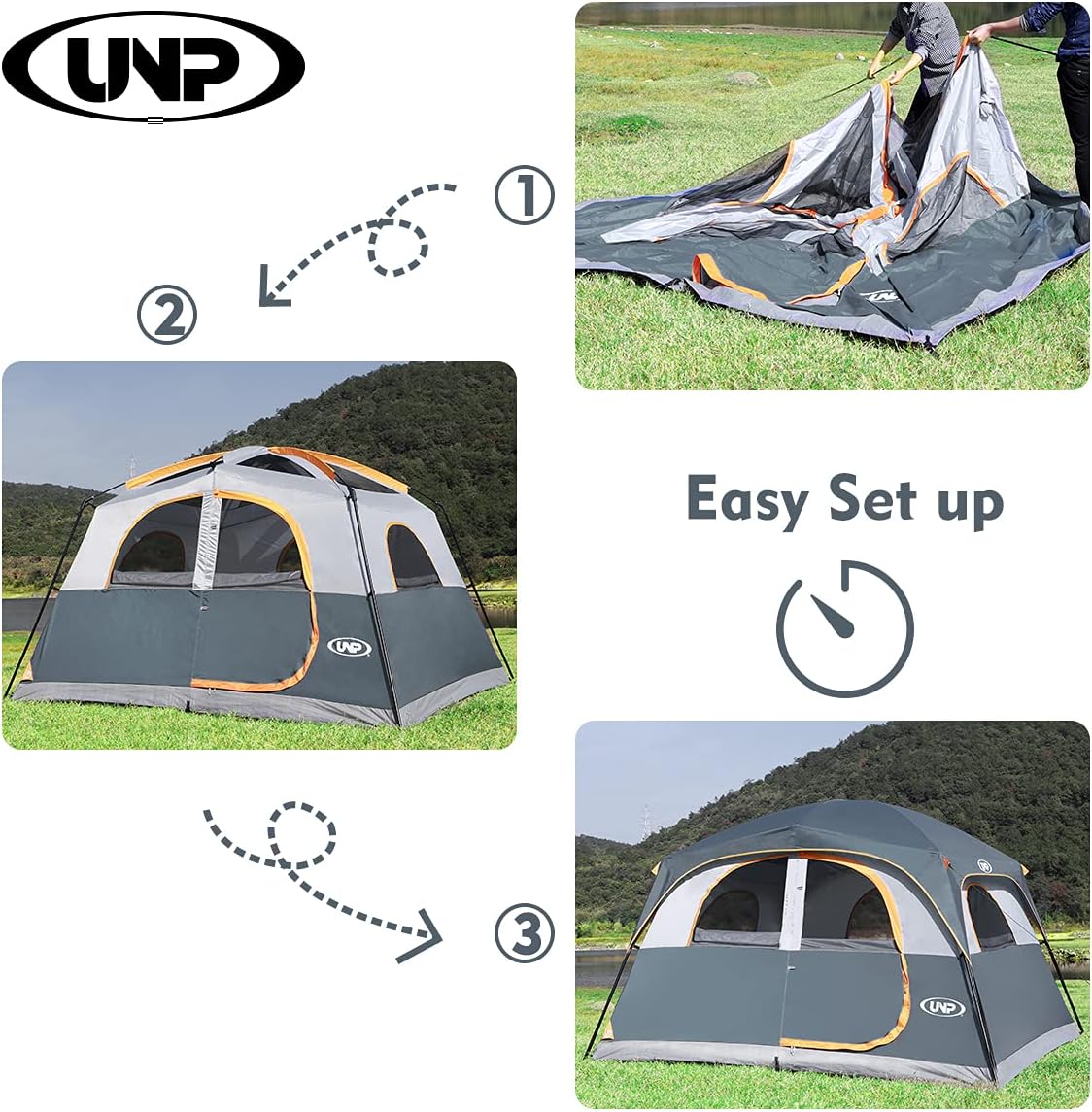 Tienda UNP Carpa 6 Personas Impermeable y Resistente al Viento