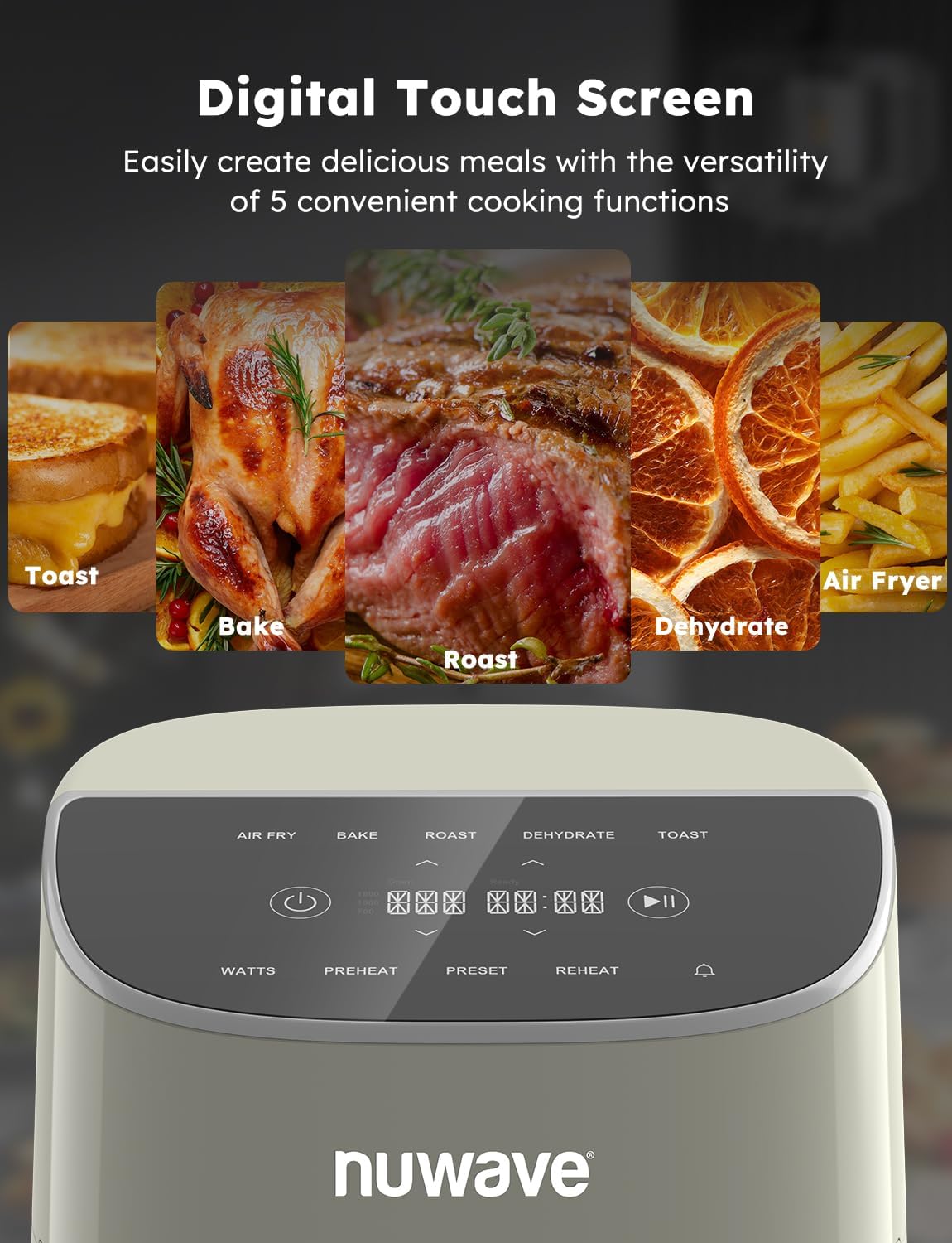 Freidora de aire Nuwave Brio Plus, 8 Qt, 5 funciones, 100 presets