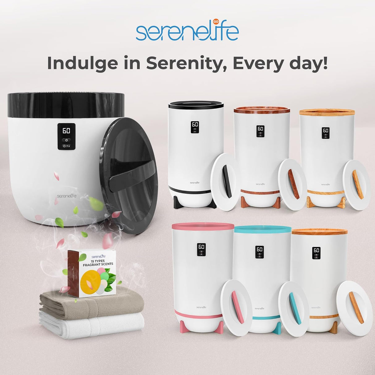 SereneLife Calentadores de cubo para spa y baño,temporizador