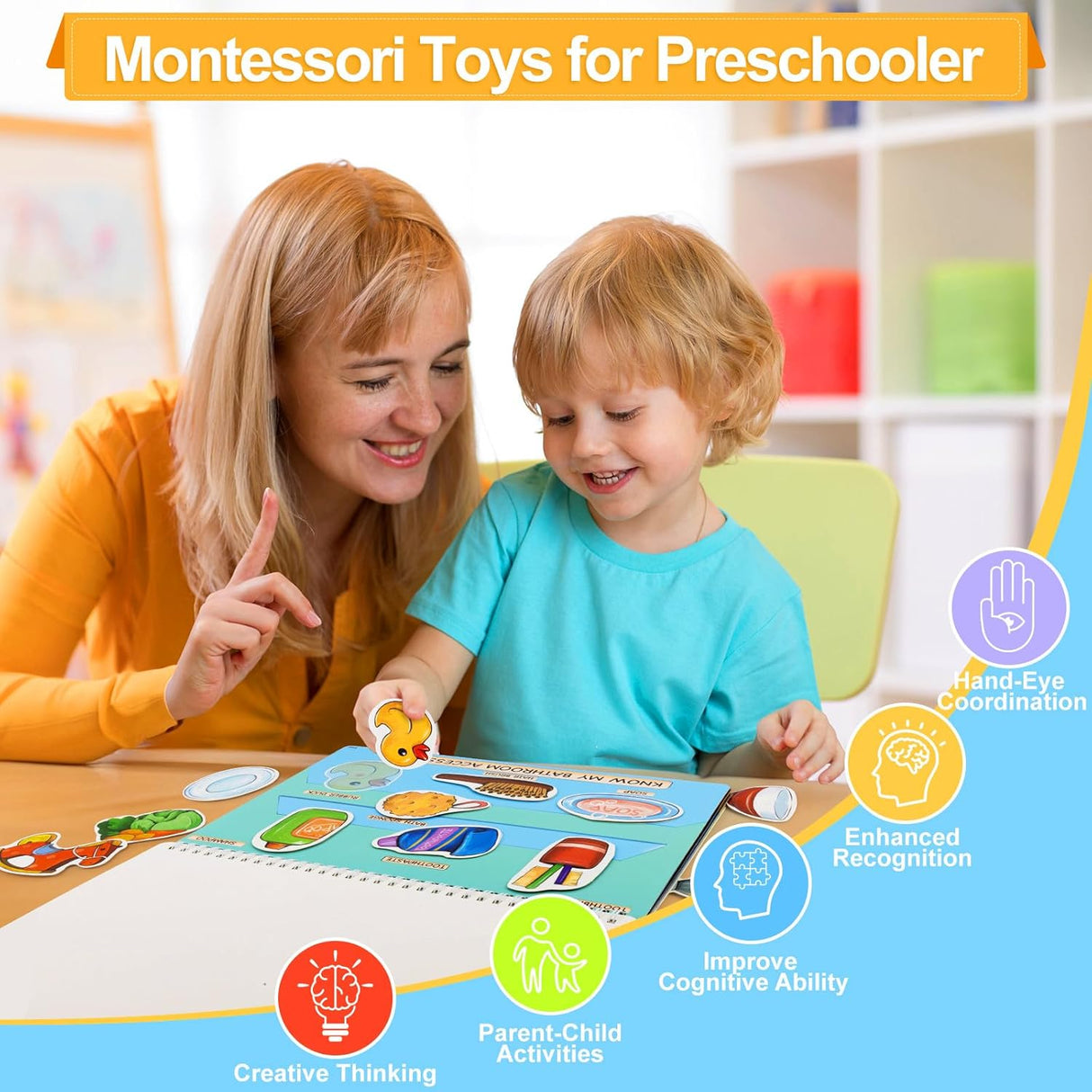 Libros de Pegatinas para Niños, Juguetes Montessori Educativos