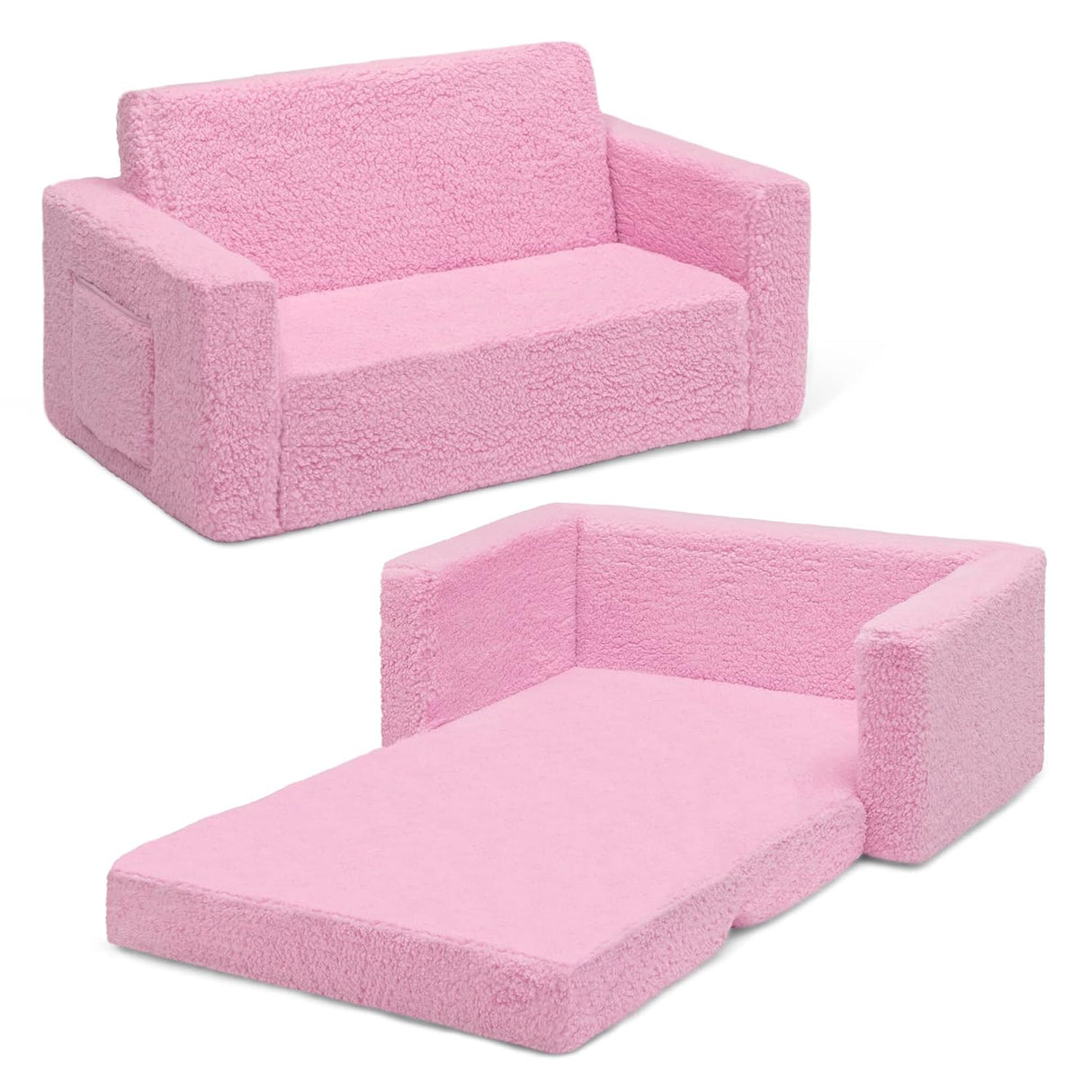 Silla convertible 2 en 1 de cama para niños, color rosa
