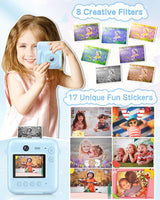 Cámara instantánea para niños, 48MP, doble lente, regalo.