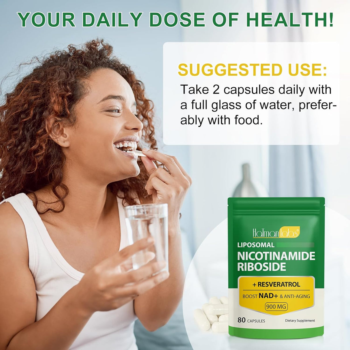Suplemento NAD Liposomal 900mg - Energía y Salud Celular - 80 Cápsulas