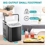 Máquina de Hielo Portátil, 9 Cubos en 6 Min, 26.5lbs/24Hrs