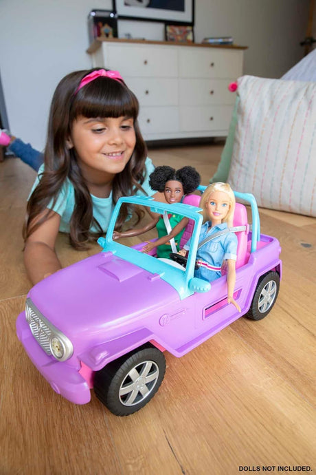 Barbie Vehículo Todo Terreno, Asientos Rosados, Ruedas Giratorias