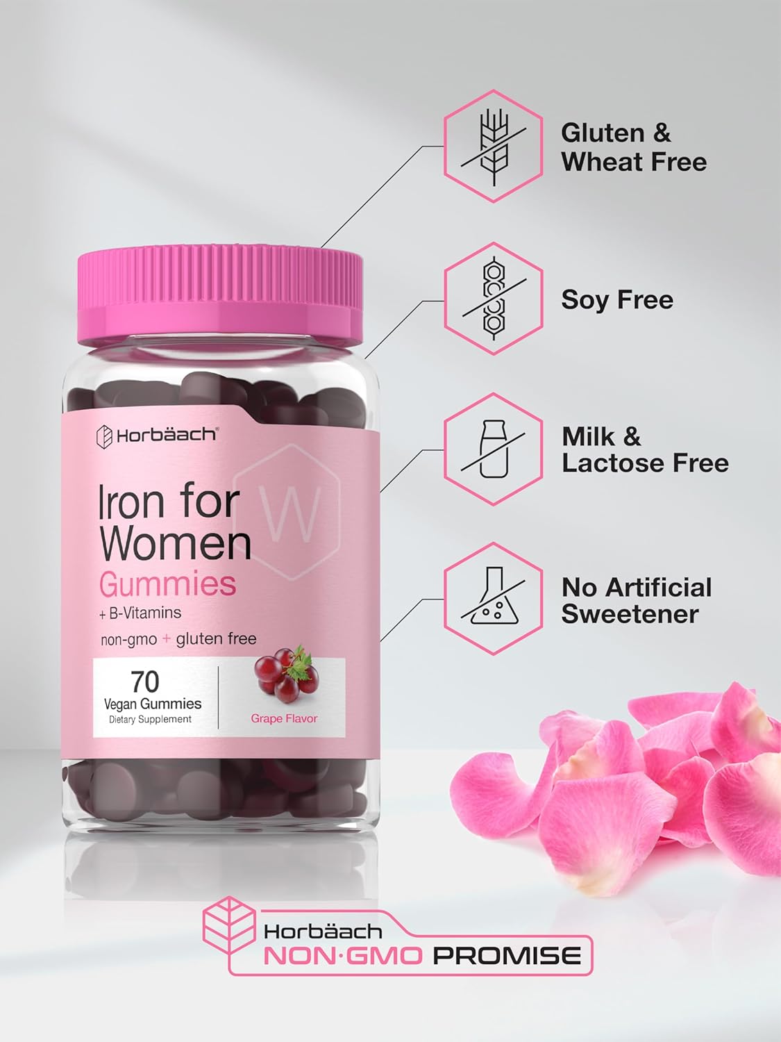 Jaleas de Hierro Horbäach para Mujeres | B Vitamins | 70 Uds