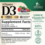 Suplemento de Vitamina D3 5000 IU, Nature's, 60 Tabletas Chewable